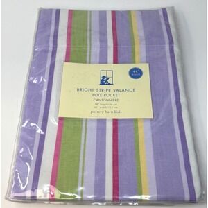 Pottery Barn Kids Bright Stripe Valance Pole‎ Pocket Top Treatment 44X18 NEW